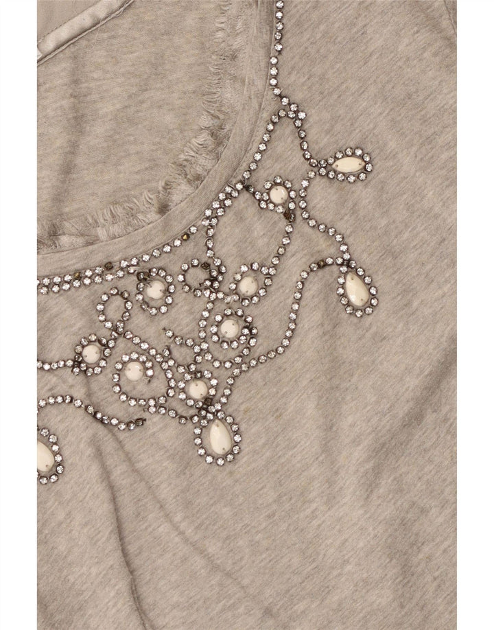 LIU JO Damen Top Langarm UK 10 Small Grau