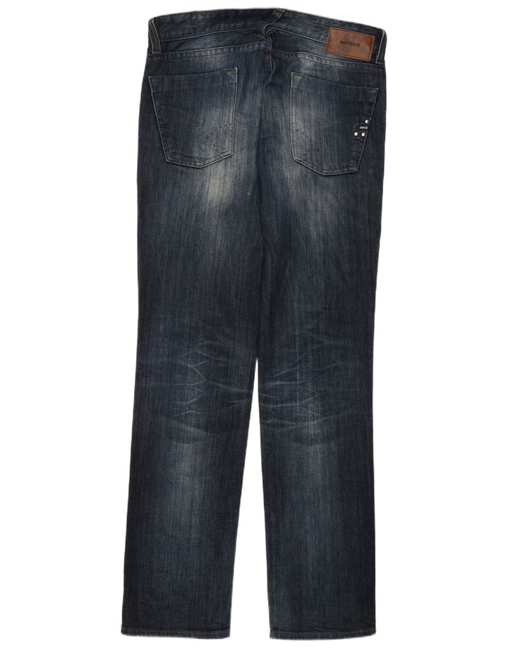 Gas Herren Straight Jeans W34 L34 Blaue Baumwolle