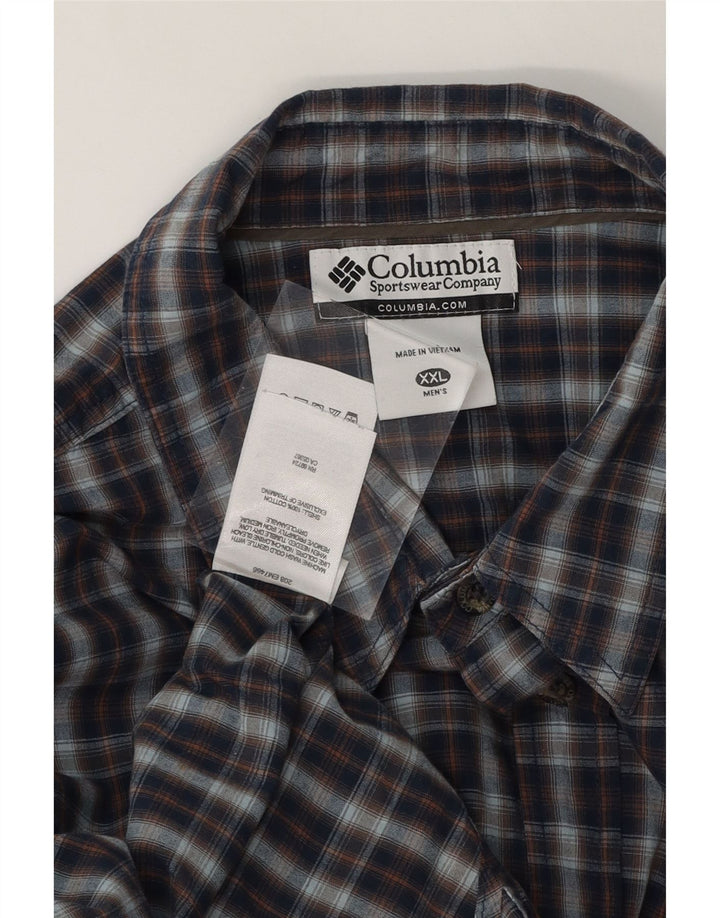 COLUMBIA Mens Shirt 2XL Navy Blue Check Cotton Vintage Columbia and Second-Hand Columbia from Messina Hembry 