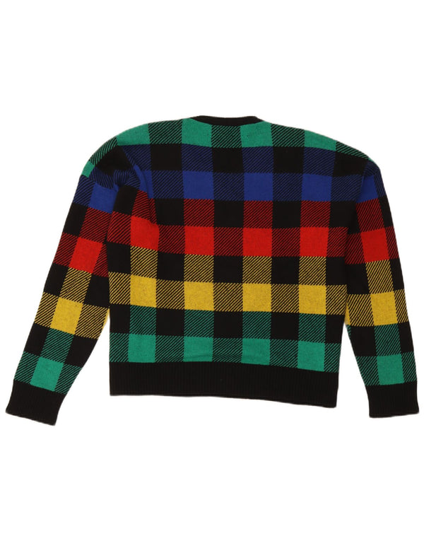 Benetton Damen-Pullover mit Rundhalsausschnitt, Gr. 40, groß, mehrfarbig, kariert