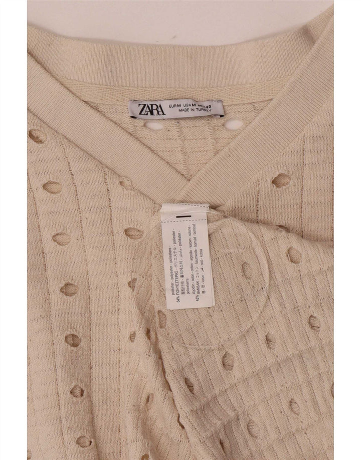 Zara Damen Weste Top UK 14 Medium Beige Polyester