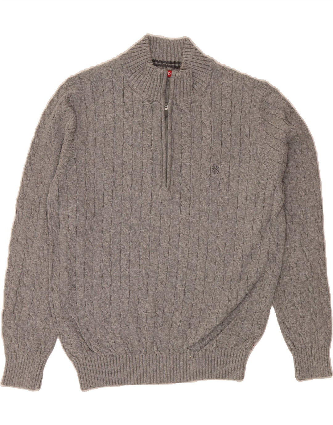 IZOD Mens Zip Neck Jumper Sweater Medium Grey Cotton Vintage Izod and Second-Hand Izod from Messina Hembry 