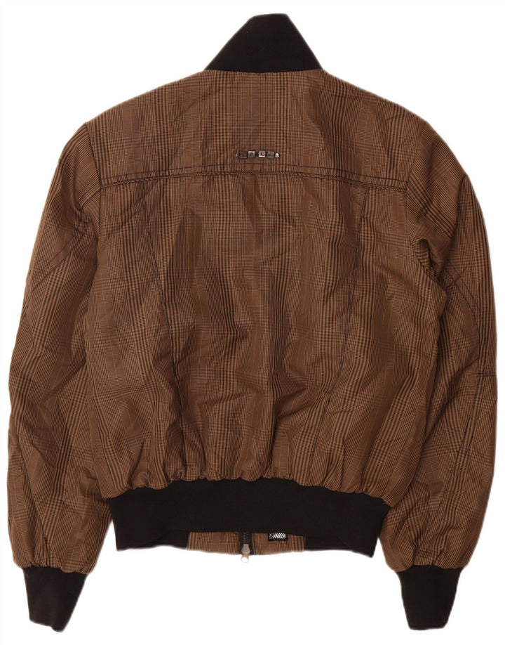 SCHREI! Herren Bomberjacke UK 36 Small Brown Check Polyester