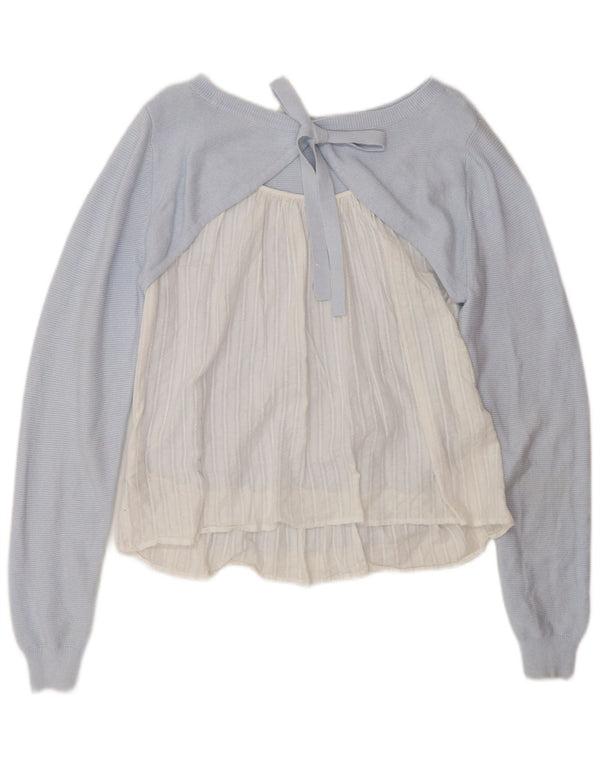 MINT VELVET Damen-Pullover mit U-Boot-Ausschnitt, UK 14, Mittelblau, Farbblock