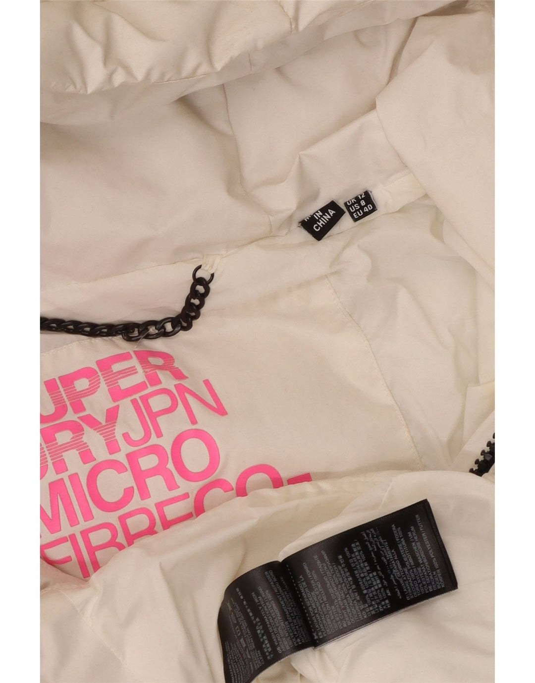 Superdry Wattierte Damenjacke mit Kapuze, UK 12, Mittelweiß, Polyester