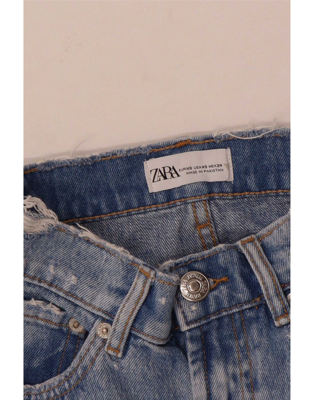 Zara Damen Mini-Jeansrock XS W24 Blau
