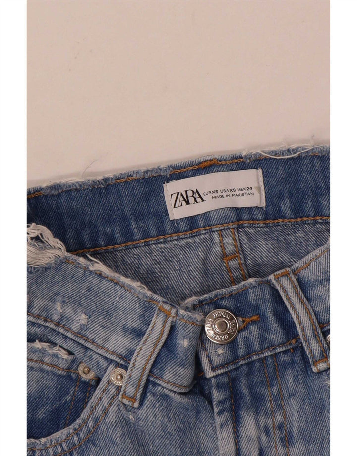 Zara Damen Mini-Jeansrock XS W24 Blau
