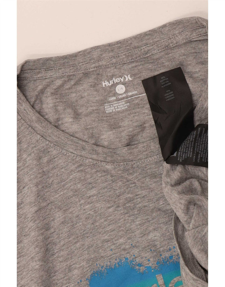 Hurley Herren-T-Shirt mit Grafik, Größe L, aus grauer Baumwolle