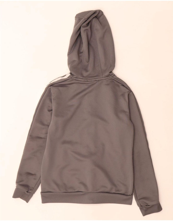 Adidas Jungen Kapuzenpullover mit grafischem Reißverschluss, 9–10 Jahre, graues Polyester