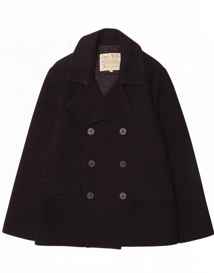 Jack Wills Herren Pea Coat UK 38 Mittelmarineblaue Wolle