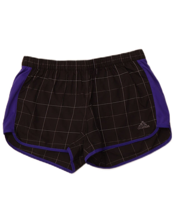 ADIDAS Damen Sportshorts UK 10 Small Black Check