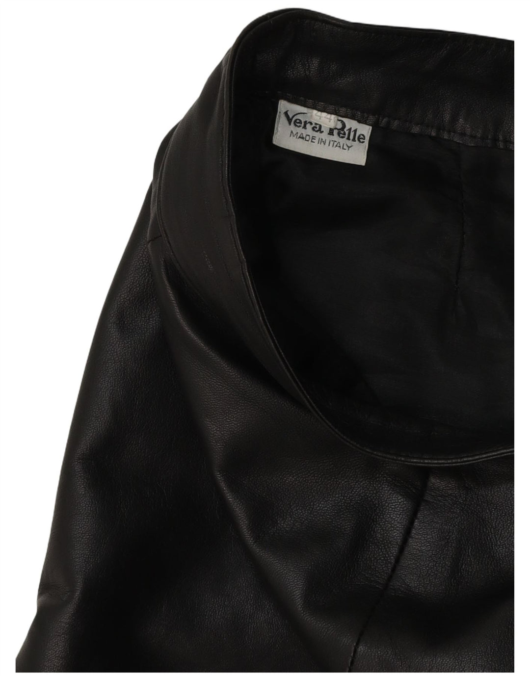 VINTAGE Damen Lederrock IT 44 Medium W28 Schwarzes Leder