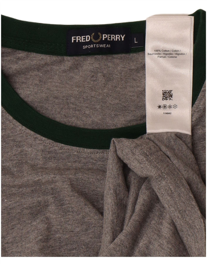 FRED PERRY Herren T-Shirt Top Large Grau Baumwolle