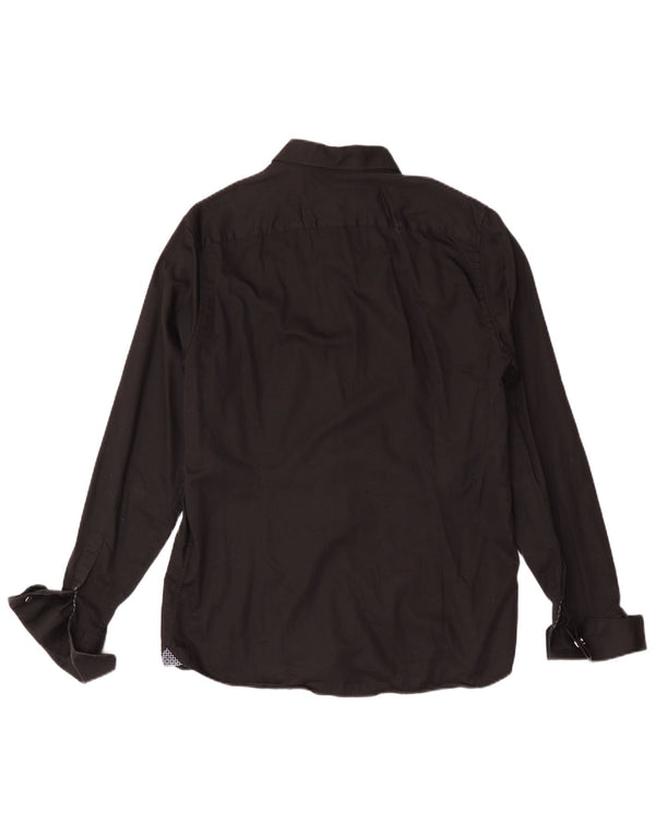 Ted Baker Herren-Hemd mit moderner Passform, formelle Größe, Größe 16, groß, schwarze Baumwolle