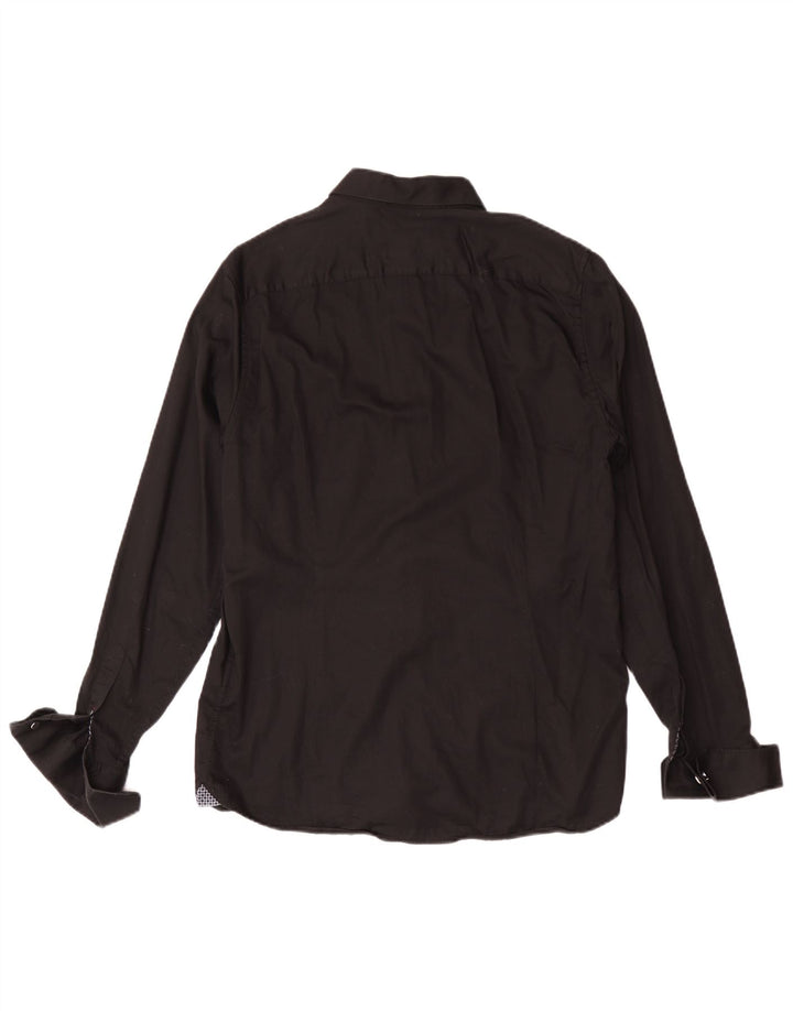 Ted Baker Herren-Hemd mit moderner Passform, formelle Größe, Größe 16, groß, schwarze Baumwolle