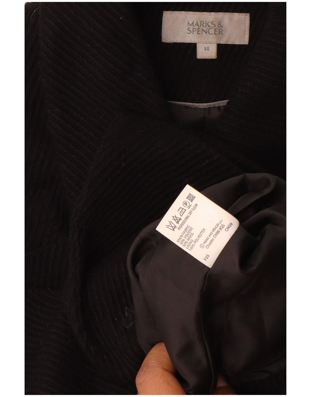 Marks & Spencer Damen Kurzmantel UK 14 Mittelschwarze Viskose