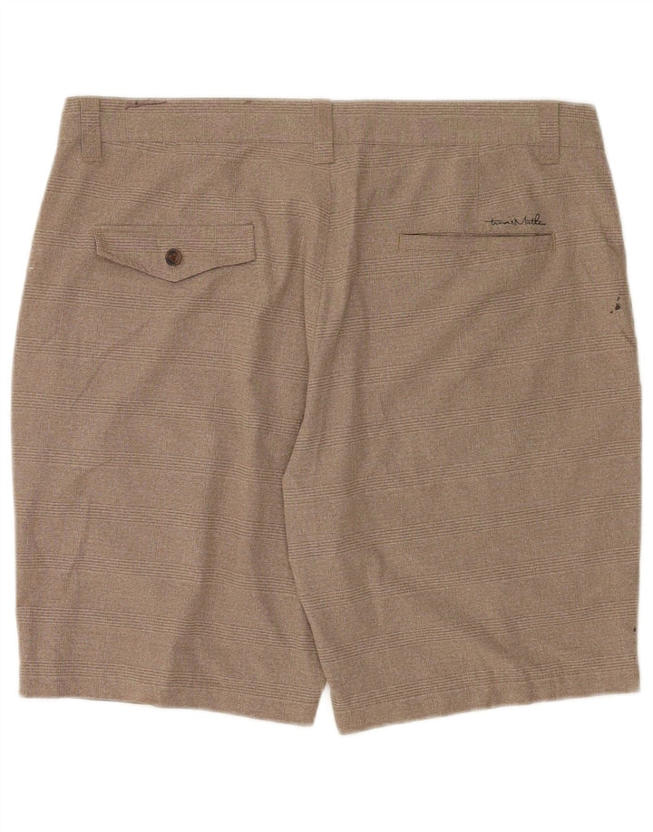 Travis Mathew Herren Chino-Shorts W36 Large Beige Check Polyester