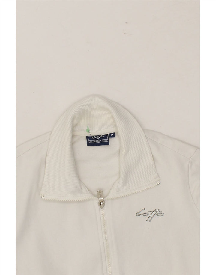 LOTTO Womens Tracksuit Top Jacket UK 12 Medium White Cotton Vintage Lotto and Second-Hand Lotto from Messina Hembry 