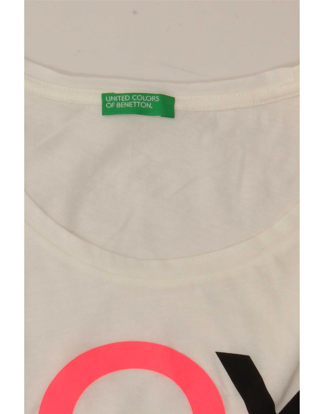 Benetton Womens Graphic T-Shirt Top UK 12 Medium Weiß