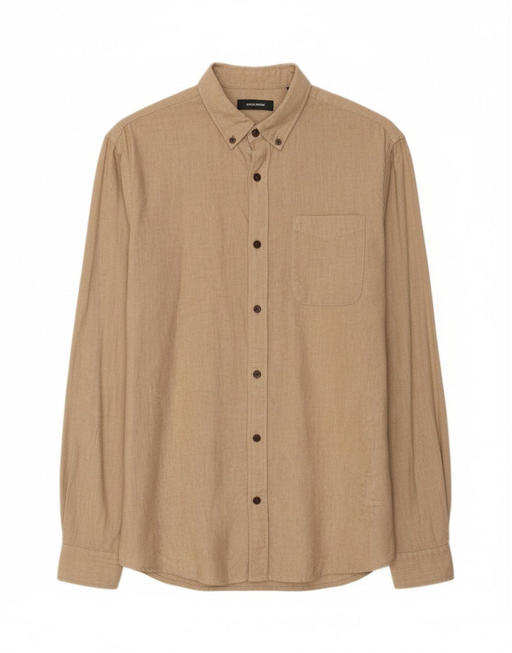 JACK & JONES Mens Shirt Large Beige Cotton