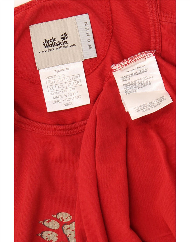 JACK WOLFSKIN Damen Graphic Top Langarm UK 18 XL Rote Baumwolle