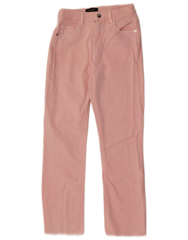 Massimo Dutti Damen Mid Rise Crop Flared Jeans EU 34 2XS W24 L26 Rosa