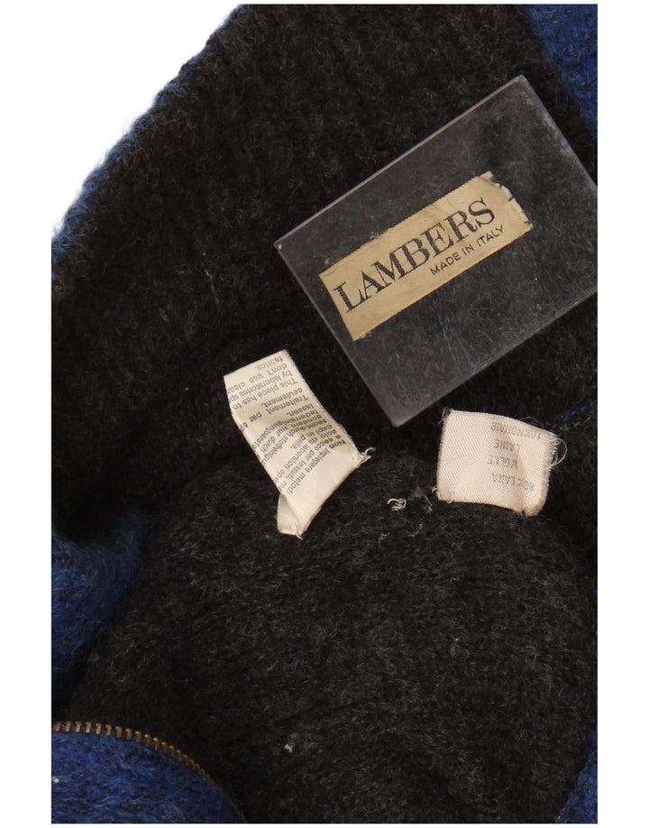 LAMBERS Herren-Strickjacke, groß, blaue Farbblock-Wolle