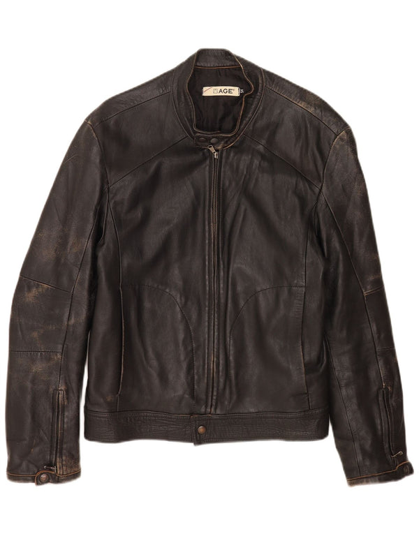 Vintage Herren Biker Lederjacke IT 54 2XL Schwarzes Leder