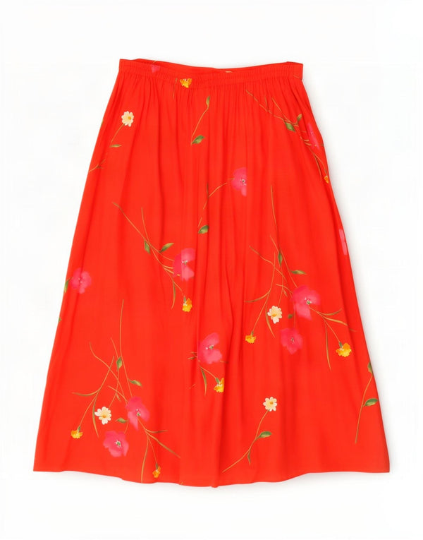 Richards Damen-Midirock mit hoher Taille, UK 18, XL, W30, Viskose mit rotem Blumenmuster