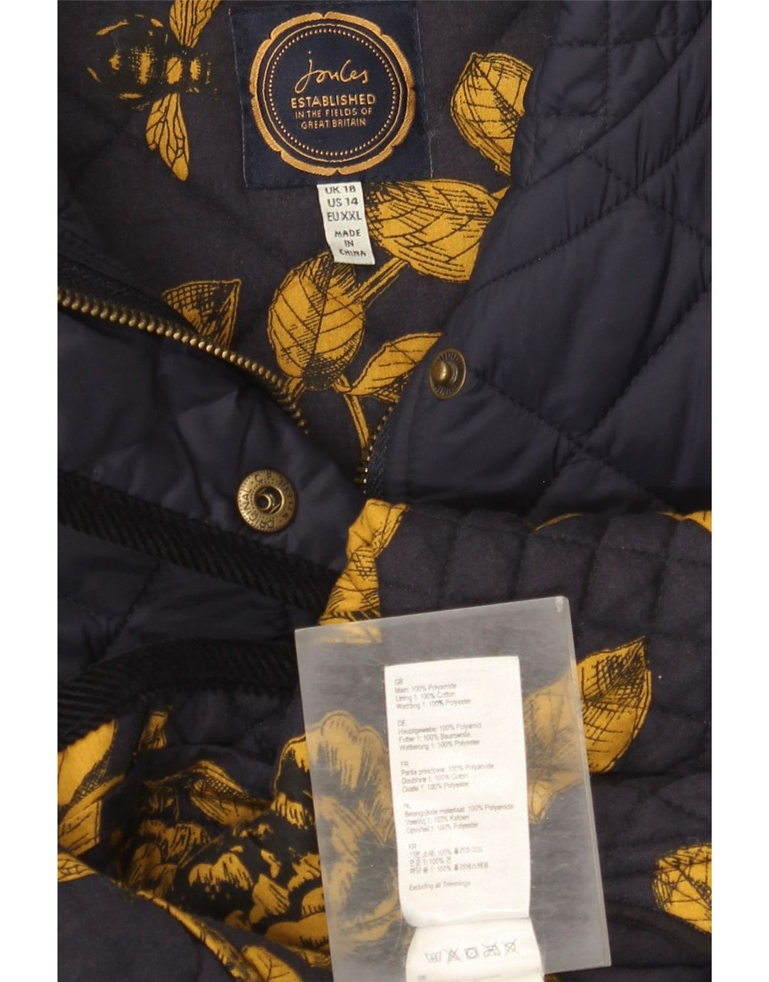 Joules Damen Steppjacke UK 18 XL Marineblau Polyamid
