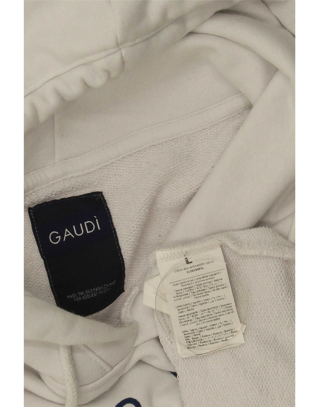 Gaudi Herren-Kapuzenpullover mit Grafik, groß, aus weißer Baumwolle