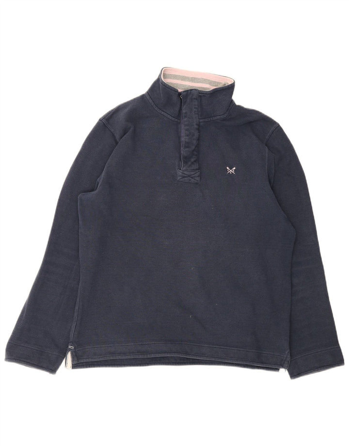 CREW CLOTHING Herren-Sweatshirt mit Reißverschluss am Hals, mittlere marineblaue Baumwolle