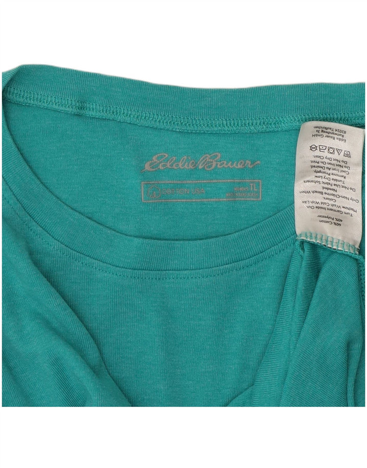 EDDIE BAUER Damen Top Langarm UK 14 Large Türkis Baumwolle