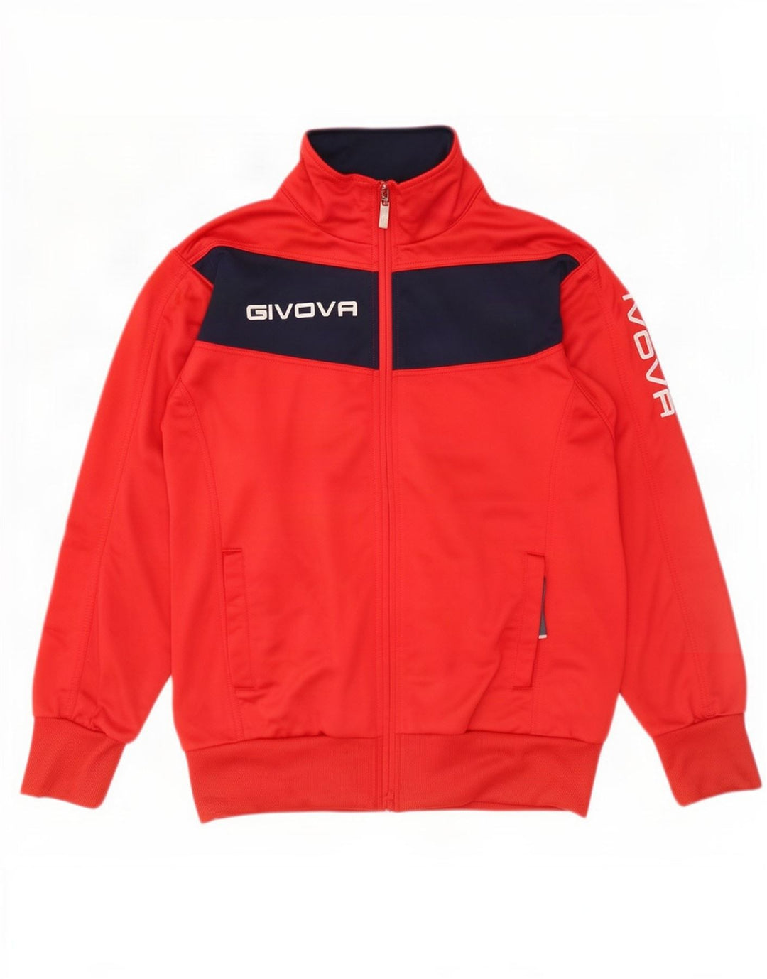 Givova Herren-Trainingsanzug mit grafischem Oberteil, großes rotes Farbblock-Polyester