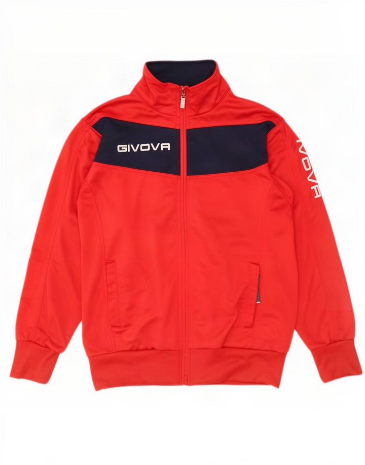 Givova Herren-Trainingsanzug mit grafischem Oberteil, großes rotes Farbblock-Polyester