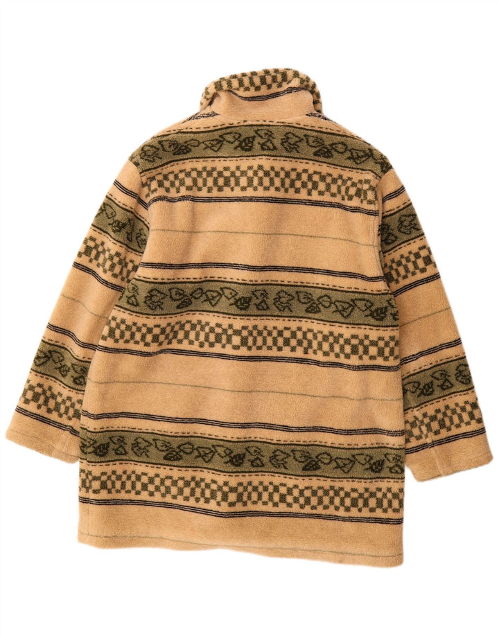 Vintage Damen Übergroßer Fleecemantel EU 40 Mittelbeige gestreift