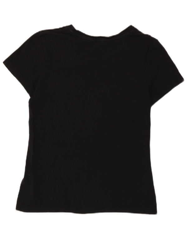 Calvin Klein Jeans Damen Grafik-T-Shirt-Oberteil UK 10 Small Schwarz Baumwolle