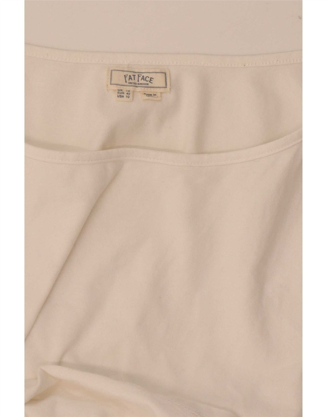 Fat Face Damen-Cami-Top, UK-Größe 44, Größe L, weiße Baumwolle