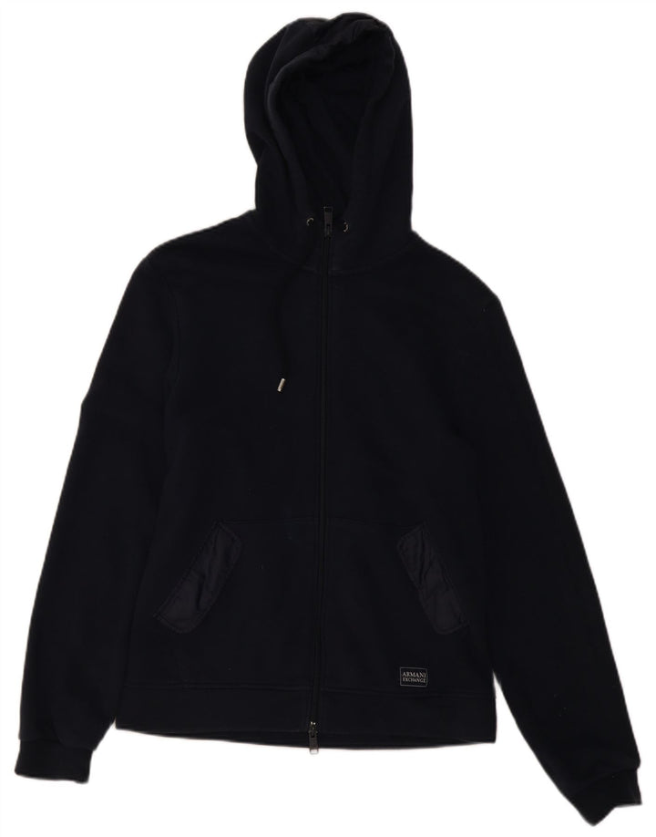 ARMANI EXCHANGE Mens Zip Hoodie Sweater Small Navy Blue Cotton