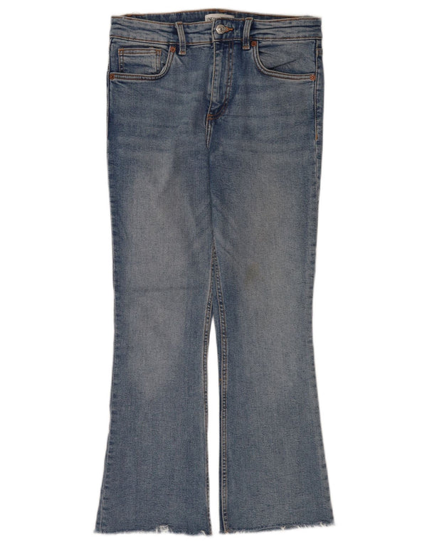 Zara Damen Flare-Cropped-Jeans EU 40 Mittel W30 L25 Blau