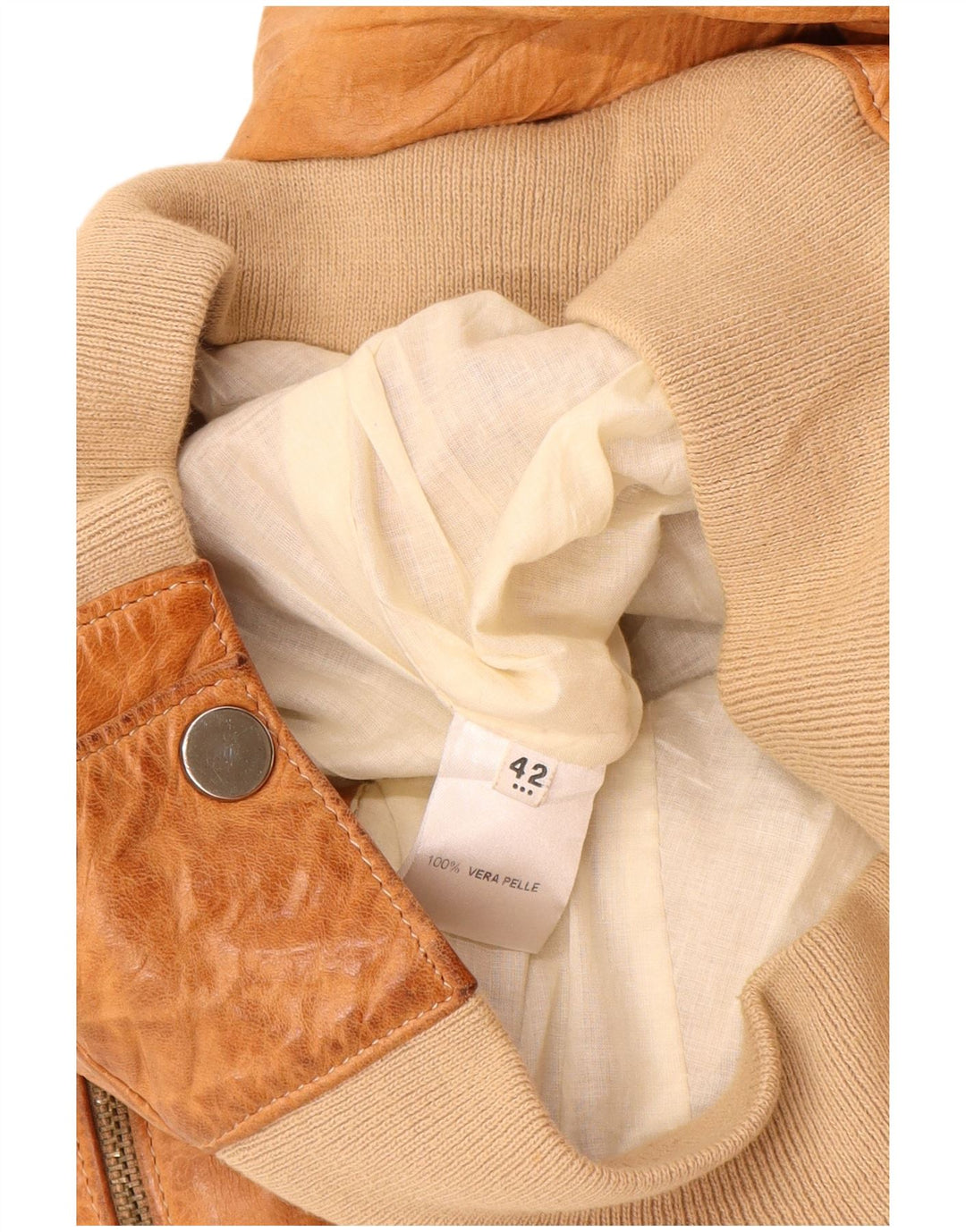 Daniele Alessandrini Damen Lederjacke IT 42 Mittelbraunes Leder