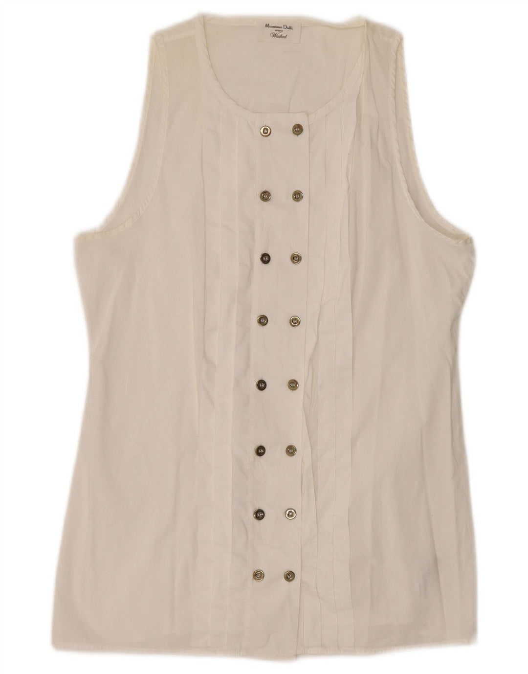 Massimo Dutti Damen-Zweireiher-Blusenoberteil EU 34 2XS Off White Cotton