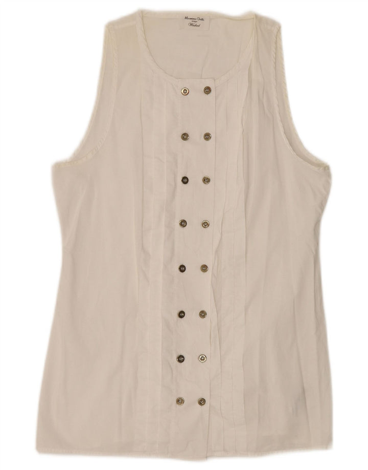 Massimo Dutti Damen-Zweireiher-Blusenoberteil EU 34 2XS Off White Cotton