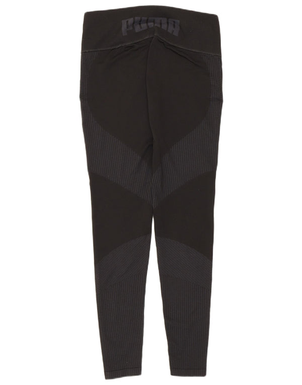 Puma Damen Graphic Leggings UK 14 Large Schwarz gestreift