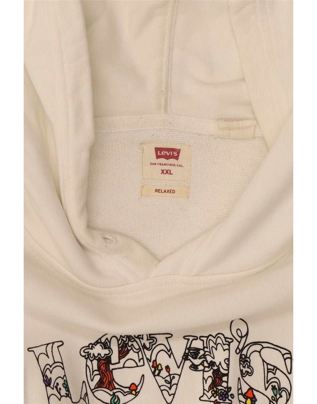 LEVI'S Mens Relaxed Graphic Hoodie Jumper 2XL White
