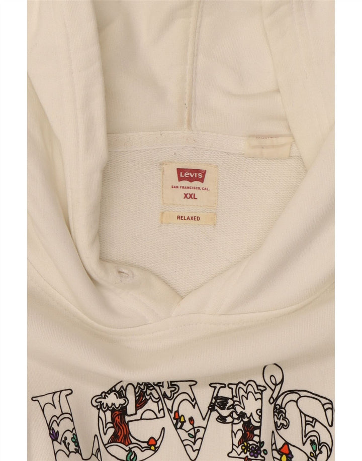 LEVI'S Mens Relaxed Graphic Hoodie Jumper 2XL White