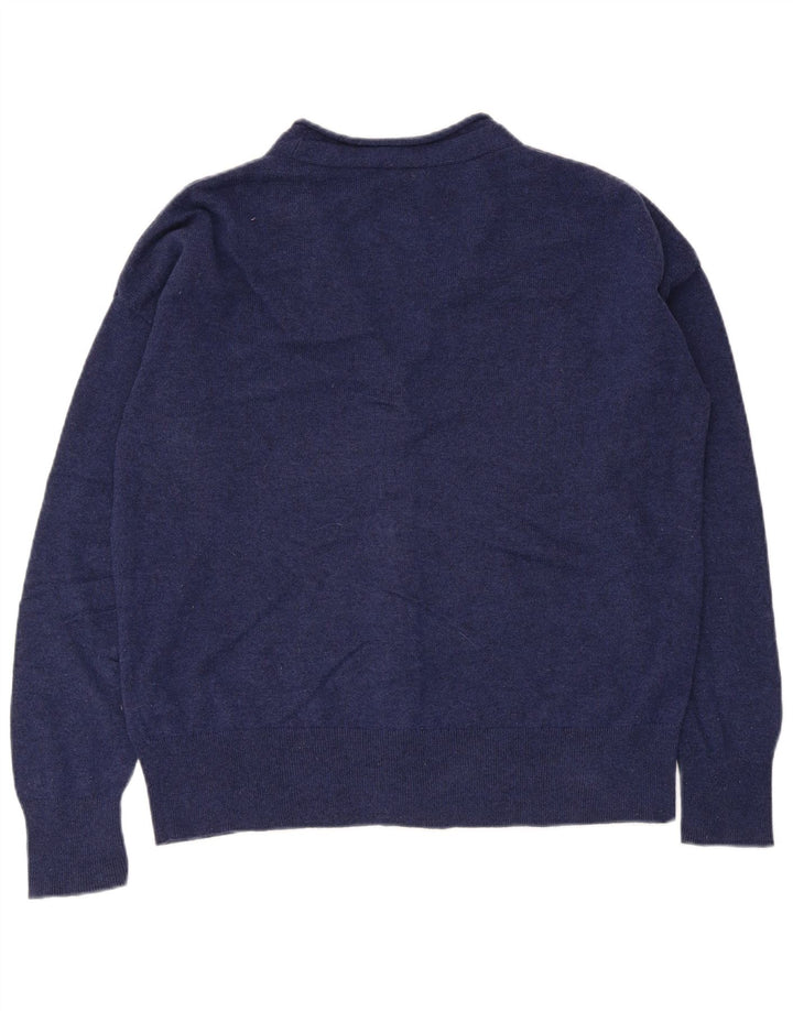 Cos Damen-Cardigan-Pullover UK 14 Mittelmarineblaue Wolle