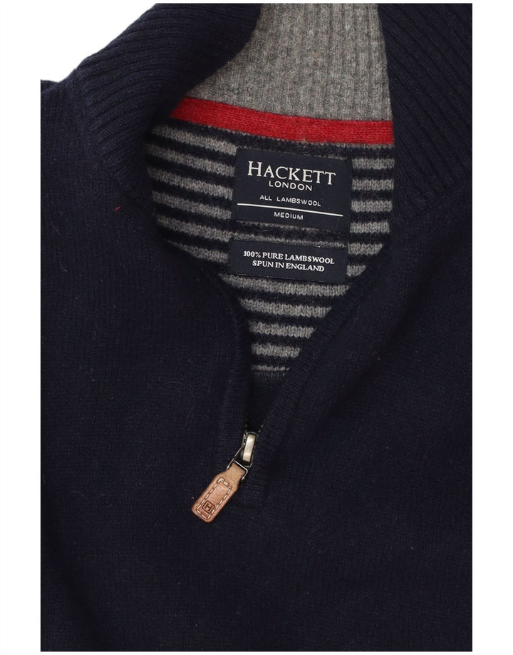 HACKETT Herren-Pullover mit Reißverschluss am Hals, mittelmarineblaue Lammwolle