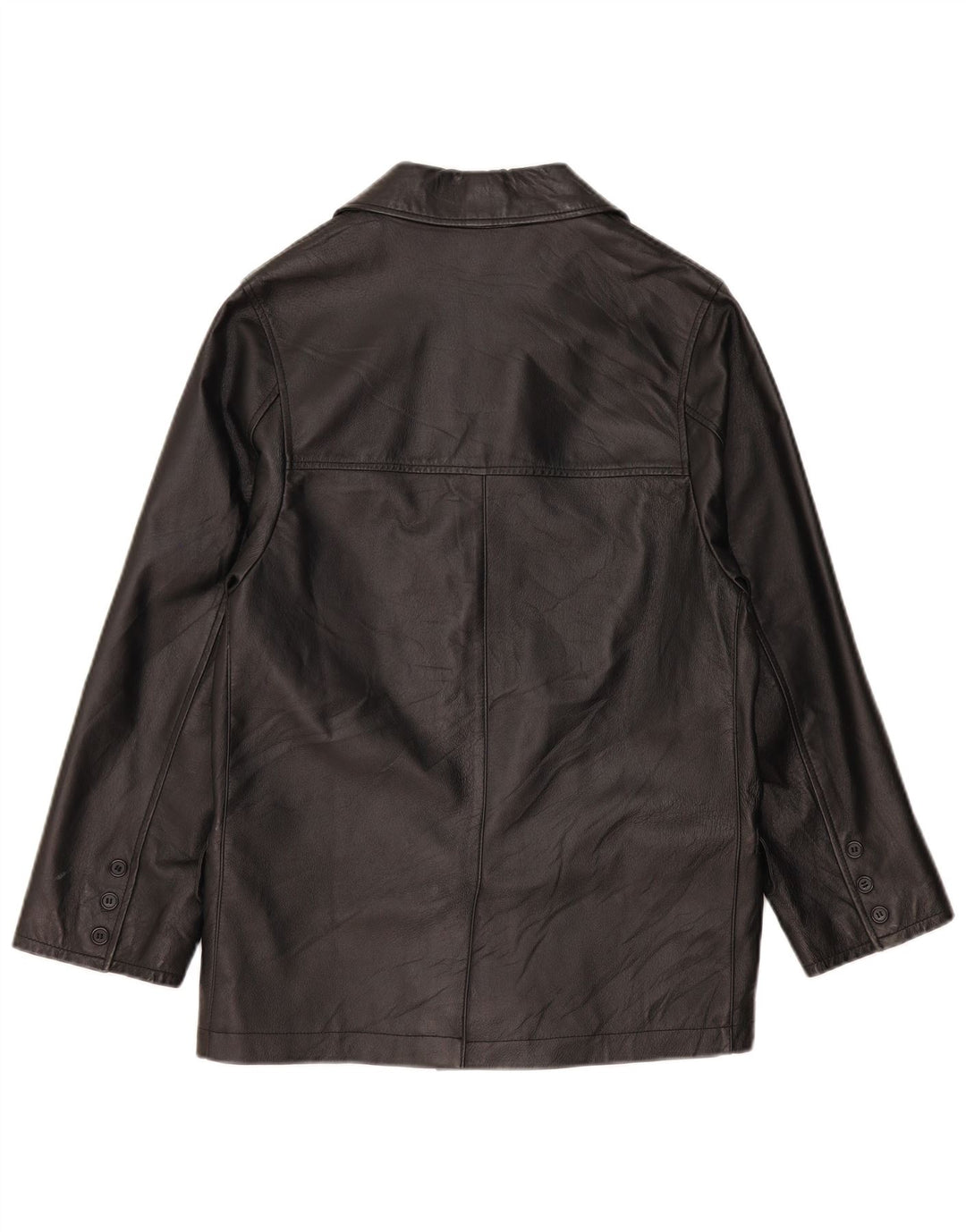 Metropolitan Herren-Blazerjacke aus Leder mit 3 Knöpfen, Größe IT 48, mittelschwarzes Leder