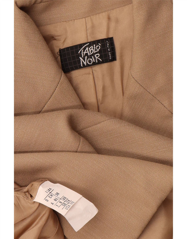 Vintage Damen 4-Knopf-Blazerjacke UK 14 Mittelbeige Schurwolle